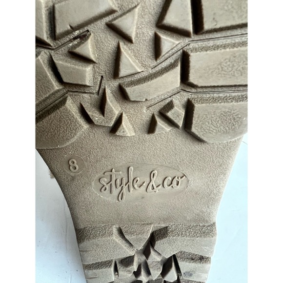 Style & Co Witty Leather Chestnut Brown Mid Calf Cream Faux Fur Winter Boots 8 - Picture 11 of 13